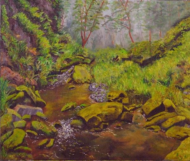 A Stream in the Forest  20 x 24 - Joy of Colour